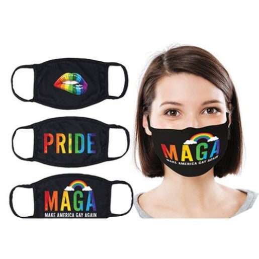 Mask-erade Masks - Pride/Gay Again/ Rainbow Kiss Pack of 3