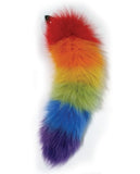 Rainbow Foxy Tail Fur Tail With Stainless Steel Butt Plug